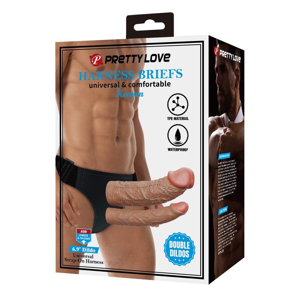 Pretty Love Keaven Harness Briefs with Double Dildos | ViPstore.hu - Erotika webáruház #1 - EAN 6959532362695 | SKU DEBRA01881
