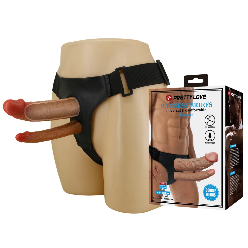 Pretty Love Keaven Harness Briefs with Double Dildos | ViPstore.hu - Erotika webáruház #2 - EAN 6959532362695 | SKU DEBRA01881