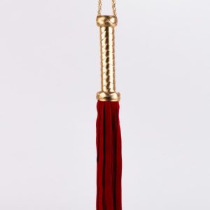 Flogger with Metallic Leather Handle and Suede Leather Tails Red 18" | ViPstore.hu - Erotika webáruház #1 - EAN 5999560510256 | SKU DEVIL00060