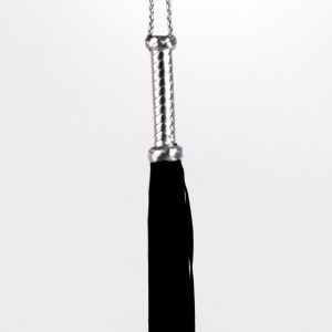 Flogger with Metallic Leather Handle and Suede Leather Tails Black 18" | ViPstore.hu - Erotika webáruház #1 - EAN 5999560510348 | SKU DEVIL00061
