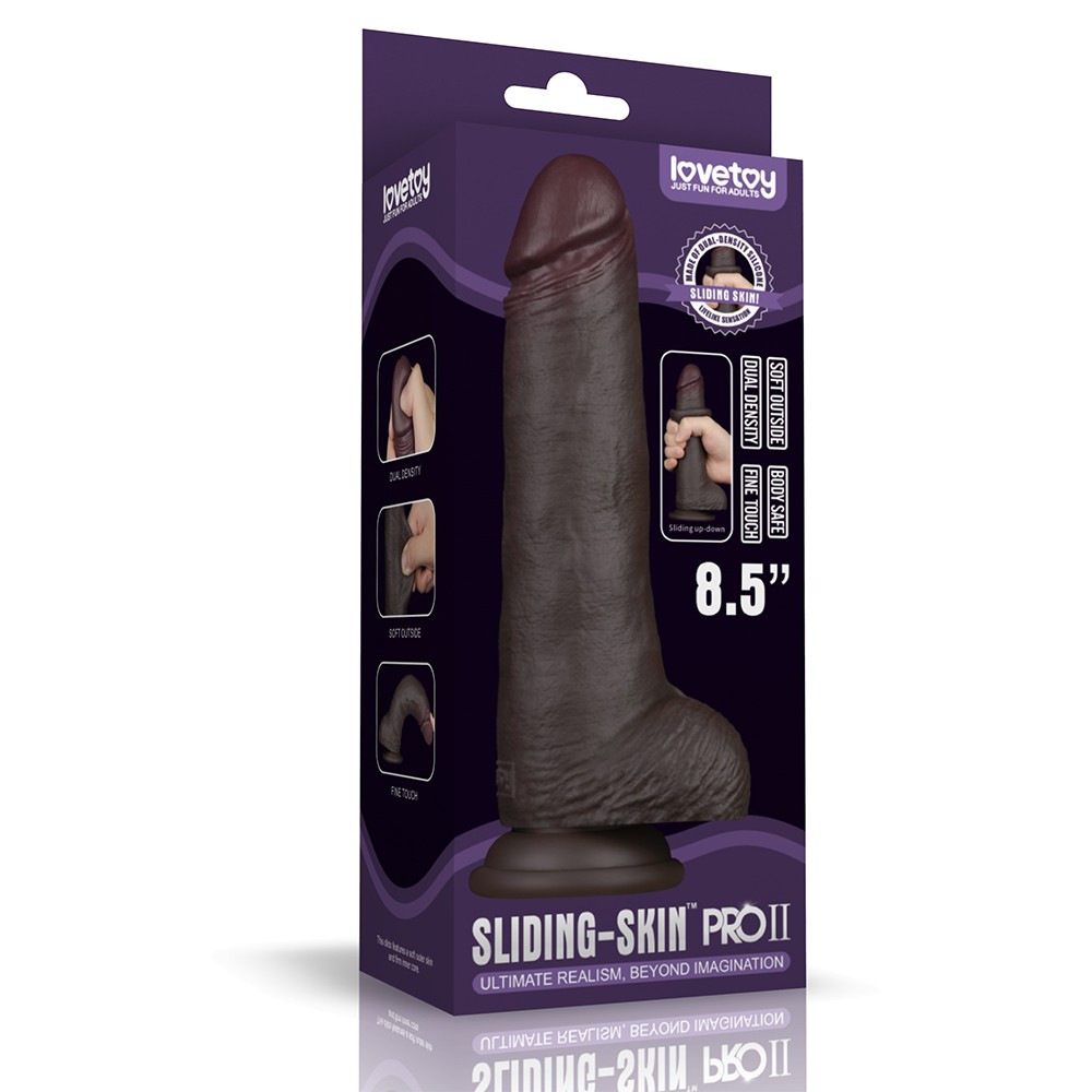 8.5'' Sliding Skin Pro II Dual Layer Silicone Dong (Black) | ViPstore.hu - Erotika webáruház #1 - EAN 6942063403180 | SKU LVTOY00853