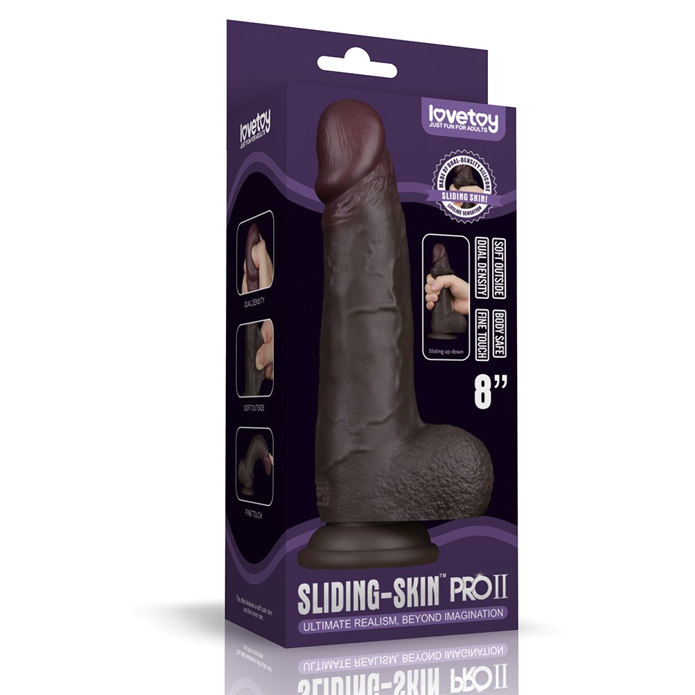 8'' Sliding Skin Pro II Dual Layer Silicone Dong (Black) | ViPstore.hu - Erotika webáruház #1 - EAN 6942063403173 | SKU LVTOY00854