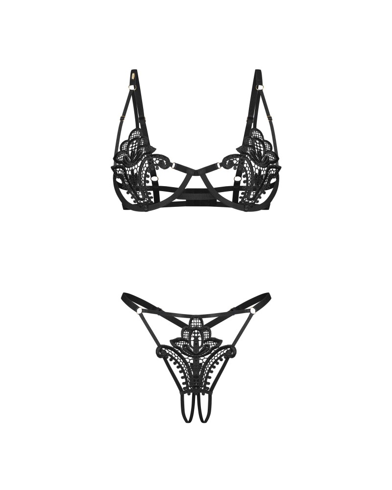 Luise Sublim Black 2-pcs crotchless set L/XL | ViPstore.hu - Erotika webáruház #7 - EAN 5901688269343 | SKU OBSES02129