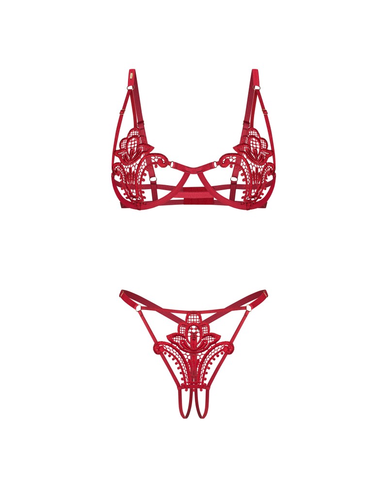Luise Sublim Red 2-pcs crotchless set L/XL | ViPstore.hu - Erotika webáruház #4 - EAN 5901688269398 | SKU OBSES02133