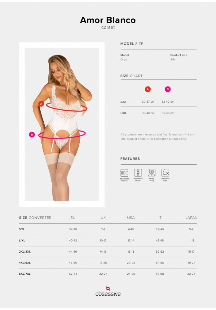 Amor Blanco underwire corset & thong white L/XL | ViPstore.hu - Erotika webáruház #5 - EAN 5901688236154 | SKU OBSES01843